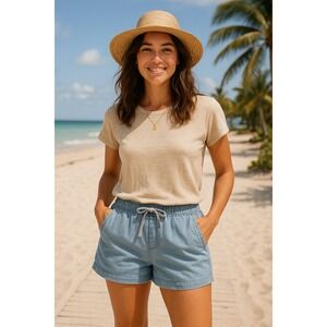 Hilary Radley Light Blue Tencel Shorts Size XL Casual Beach Vacation Soft Lounge